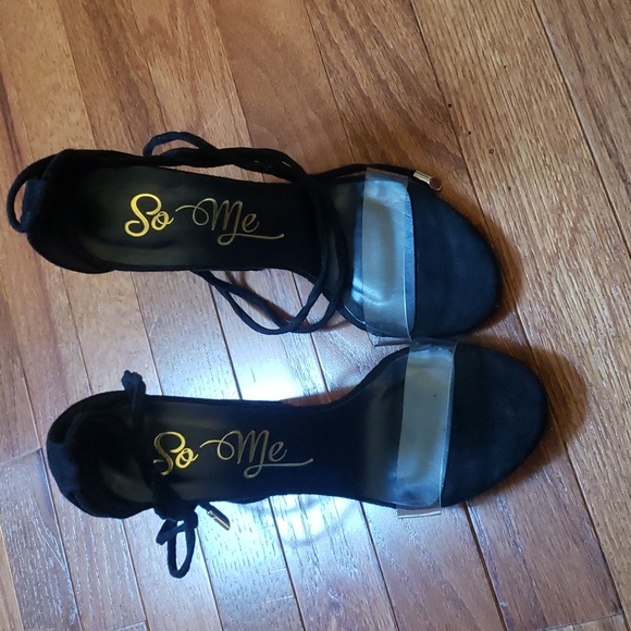 WOMENS TIE HEELS, BLACK SIZE 6 - Picture 2 of 7